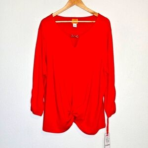 Ruby Rd. Red Top Polyester Spandex Size 1X